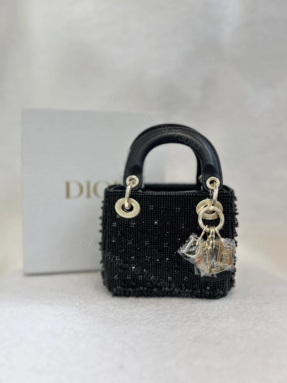 View 6 of CHRISTIAN DIOR Metallic Calfskin Crystal Mini Lady Dior