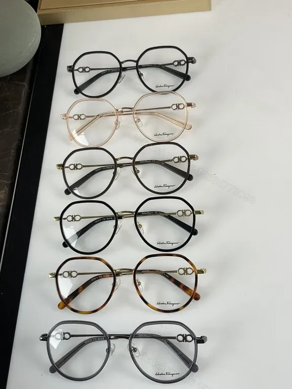 View 6 of Ferragamo Rose-Gold Round Frames with Gancini Details