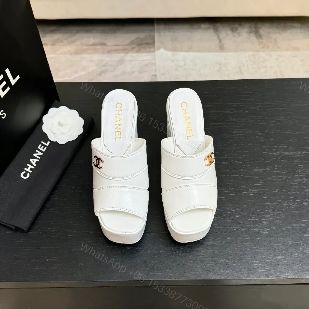 View 10 of White Patent Platform Mules, Chunky Heel, Triple-Strap Style