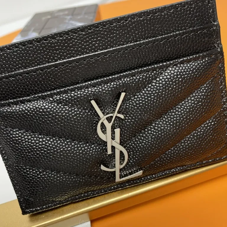 View 8 of Compact Leather Cardholder with YSL Hardware