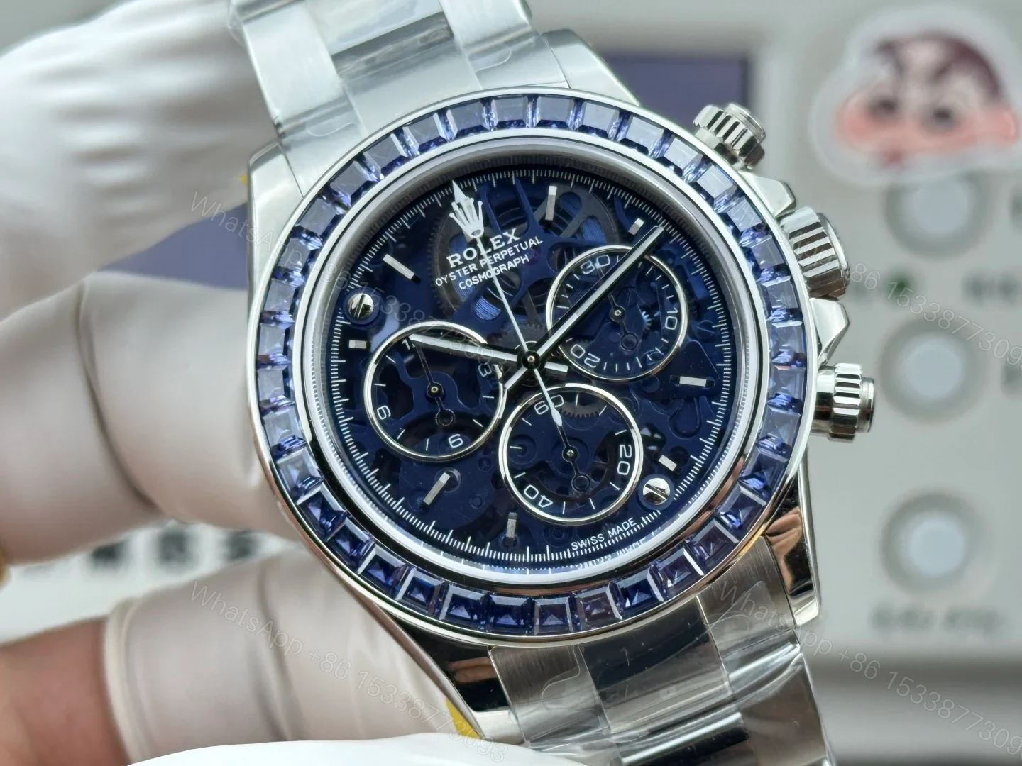 View 2 of Blue Diamond Daytona Chronograph Watch 40mm Oyster DAY-BLUE-DIAMOND-40MM-OYSTER