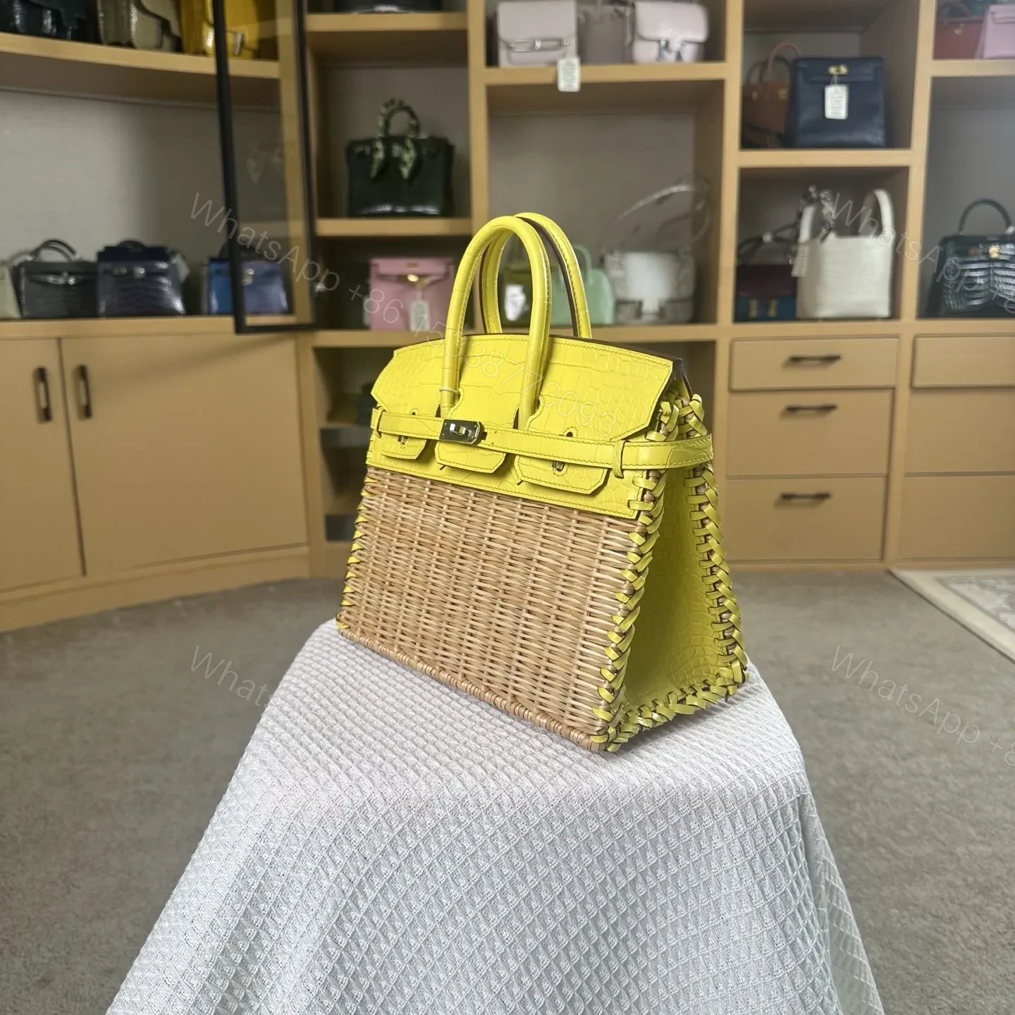 View 3 of Hermes Birkin 25cm Amber Yellow Crocodile Leather