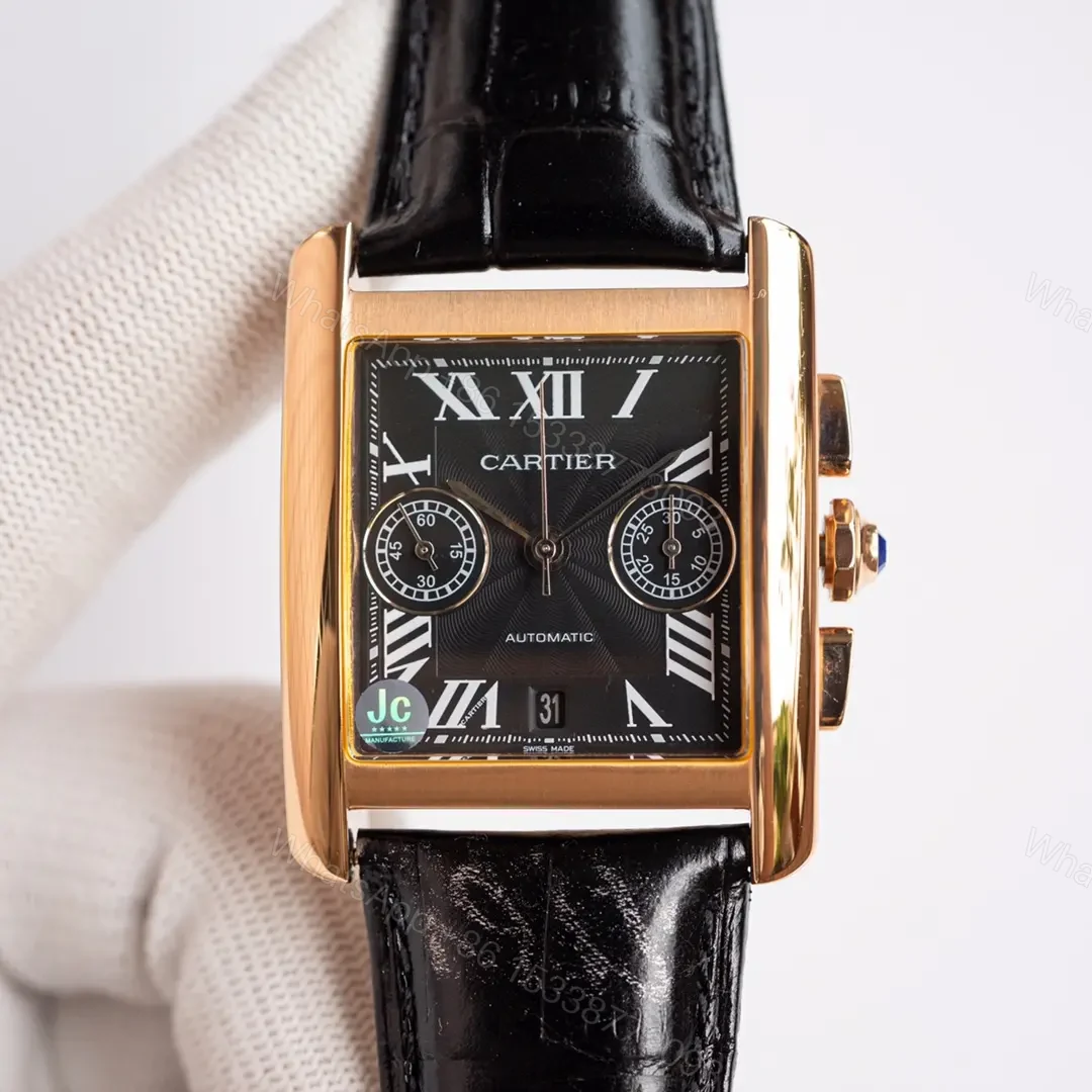 View 4 of Cartier Tank Series W5330007 Rose Gold Stainless Steel Case Brown Leather Strap Automatic Watch
