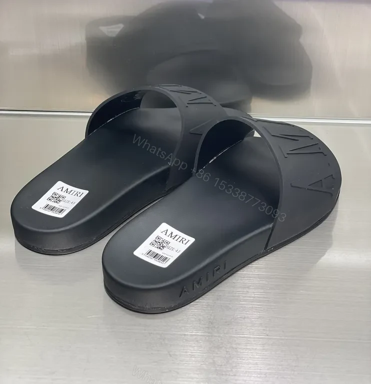 View 4 of Armani-Inspired Black Matte Slides: Luxury Comfort
