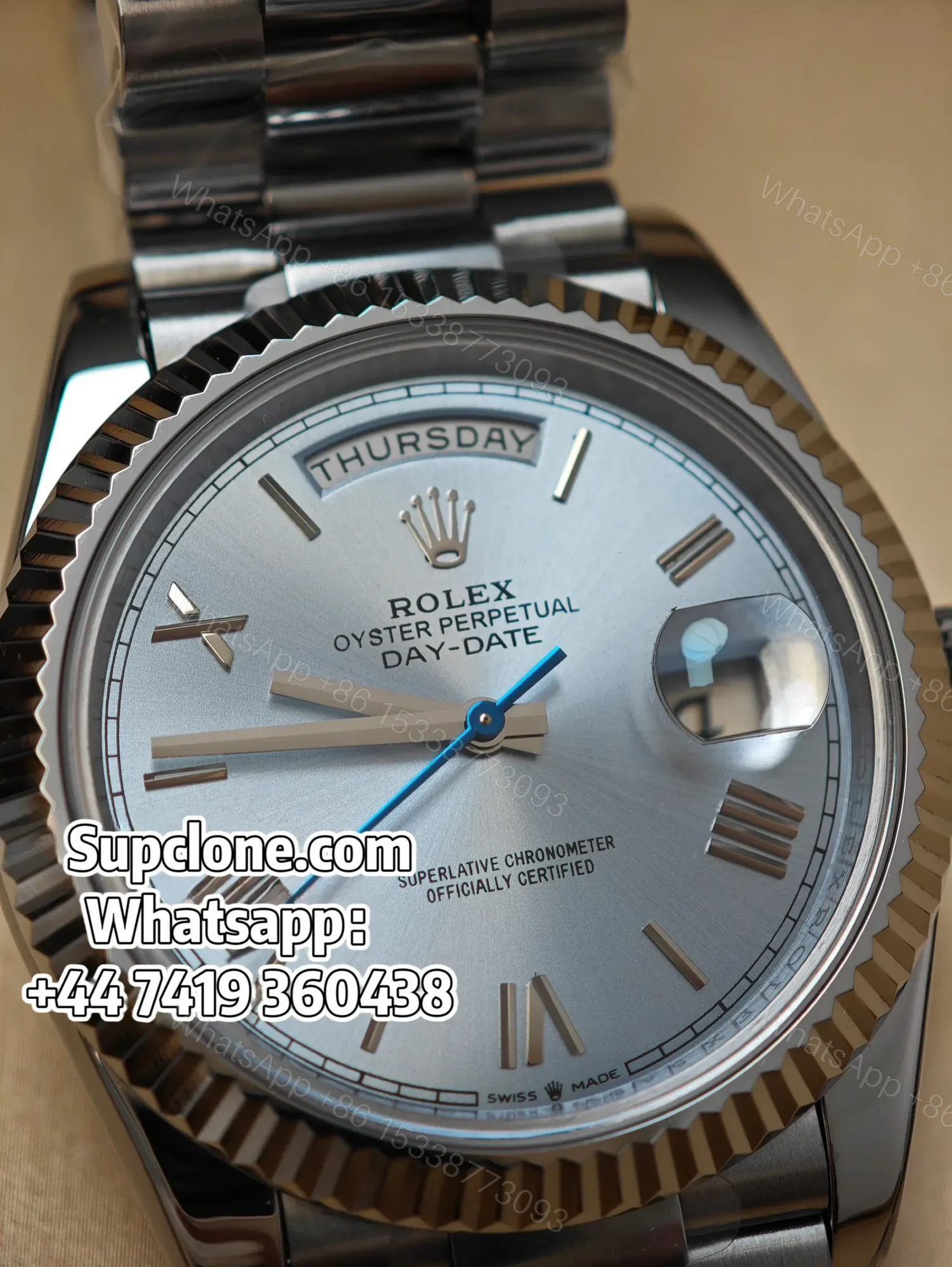View 4 of Rolex Day-Date 40mm Ice Blue Roman Dial – Super Clone 1:1 Cal. 3255