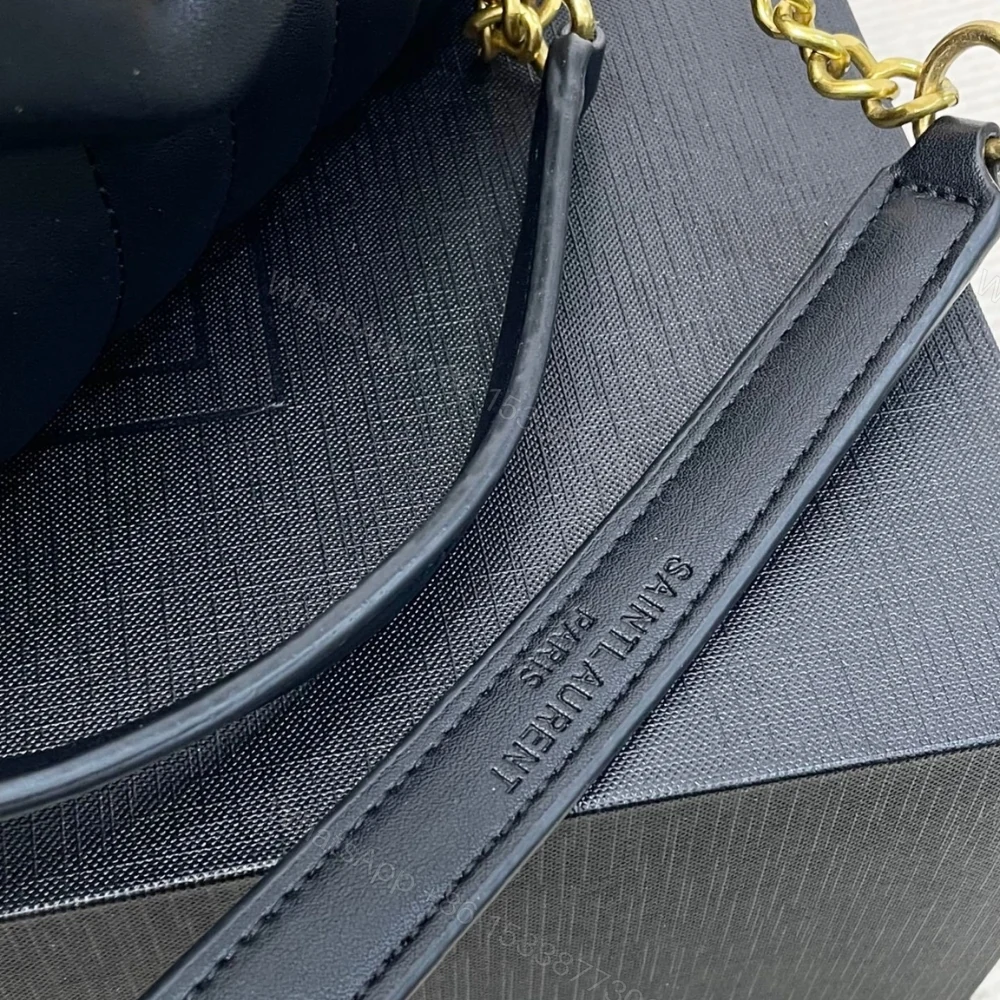 View 9 of Saint Laurent Loulou Medium Chain Bag In Matelassé Y Black Gold 26Cm