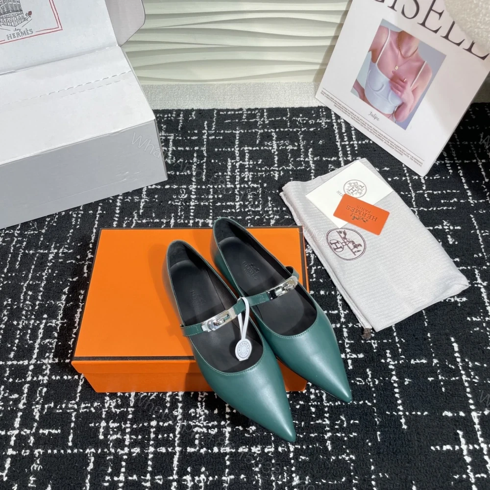 View 5 of 高仿Hermes*Kelly系列H251002Z05小牛皮休閒單鞋祖母綠免檢版