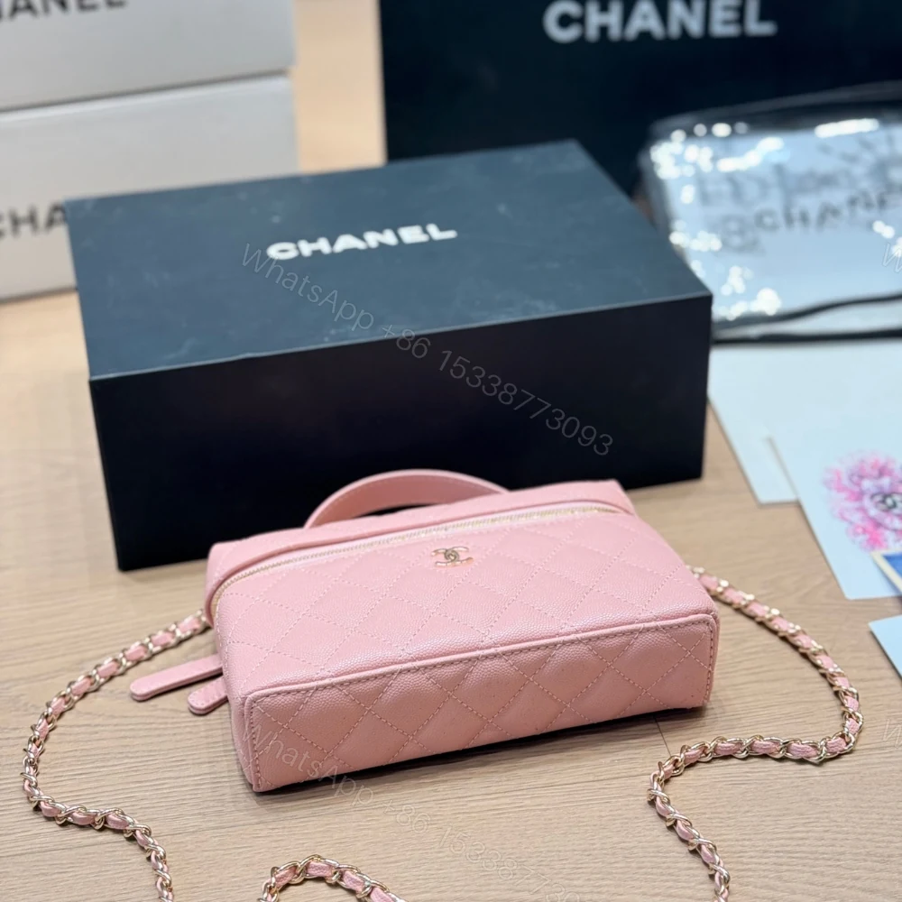 View 5 of Chanel Classic Vanity With Chain Gold Hardware Pink 19Cm