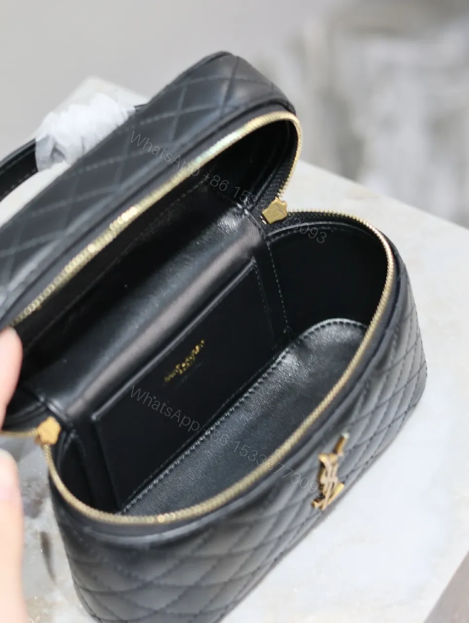 View 9 of Quilted Calfskin Mini Crossbody with Gold Hardware Luxury