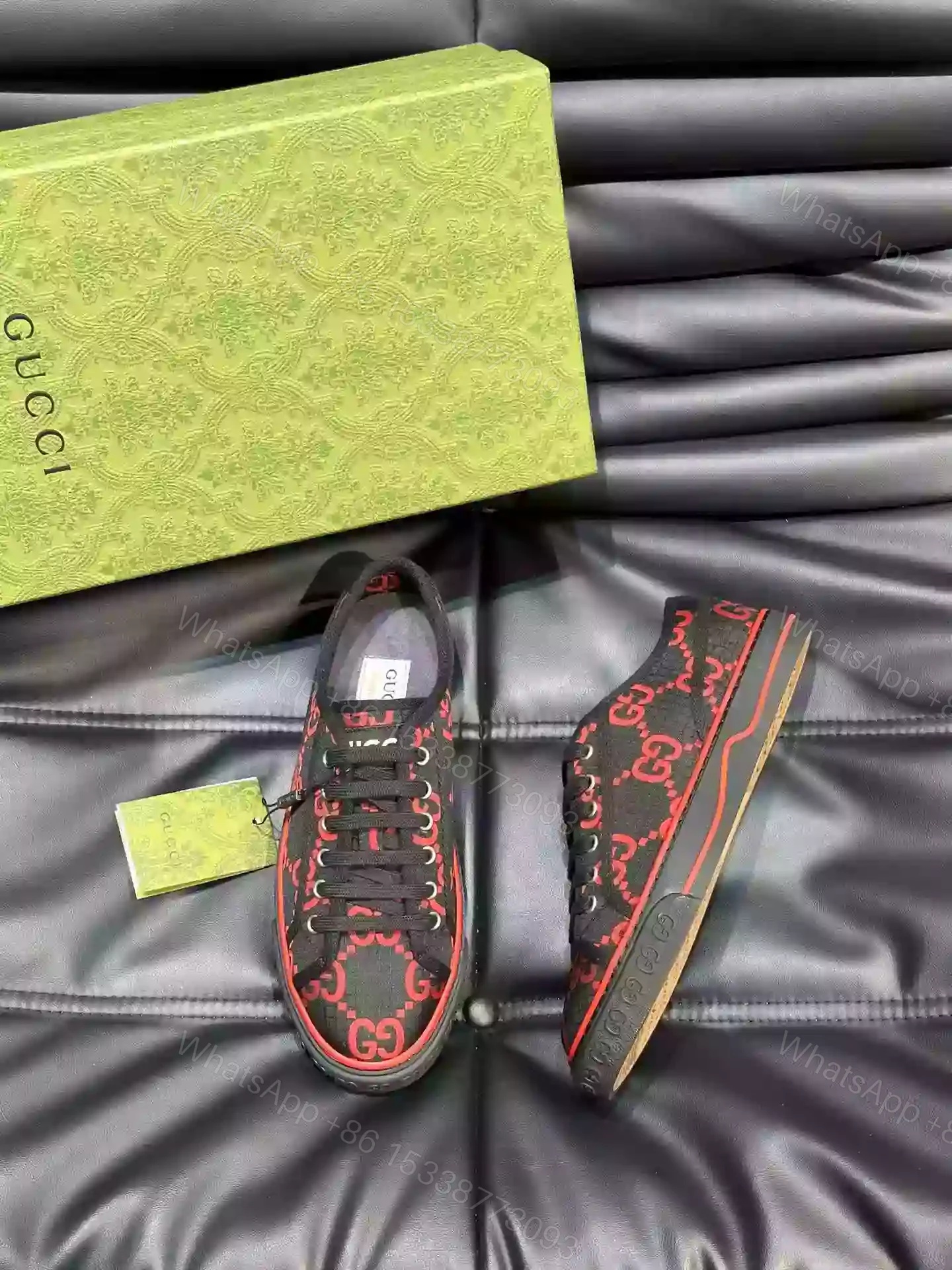 View 2 of GUCCI TENNIS 1977 SHOES SNEAKERS IN BLACK/RED – GC282