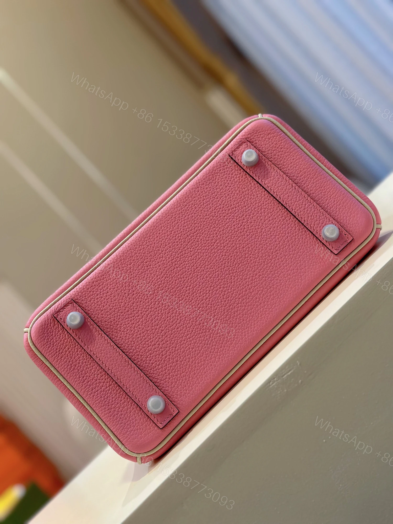View 2 of Hermes Birkin 25 Pink/Beige Customize Palladium Hardware