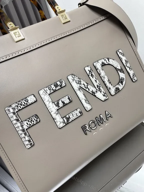 View 2 of Bold Fendi ROMA Structured Tote with Logo Detail