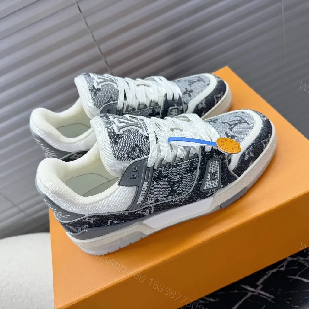 View 9 of Denim-Texture LV Low-Top Sneakers: Modern Luxury, Everyday Ease