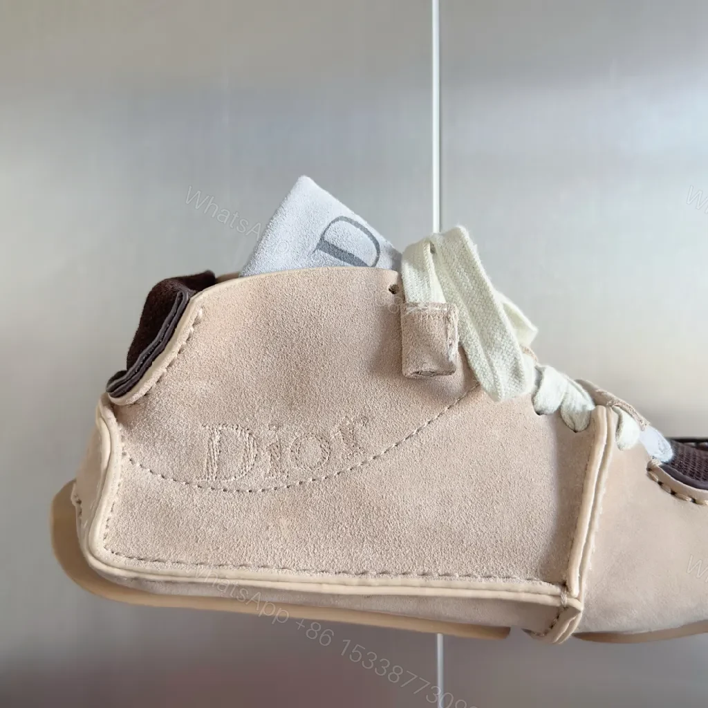 View 2 of Chic Luxury High-Top Sneakers: Suede & Mesh, Neutral Tone