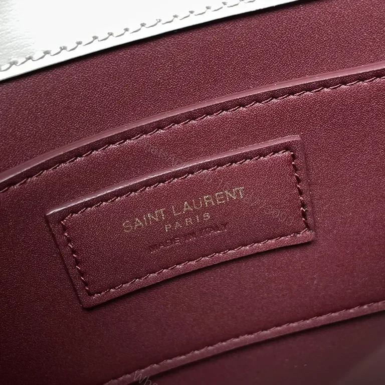 View 7 of Compact Leather Crossbody with Gold YSL Accent