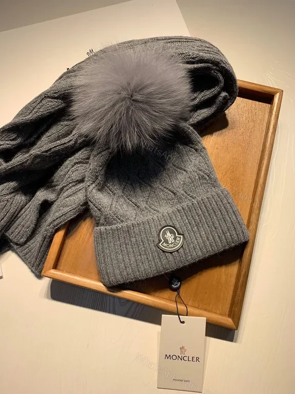 View 9 of Cozy Grey Knit Duo: Premium Wool Scarf & Beanie Set