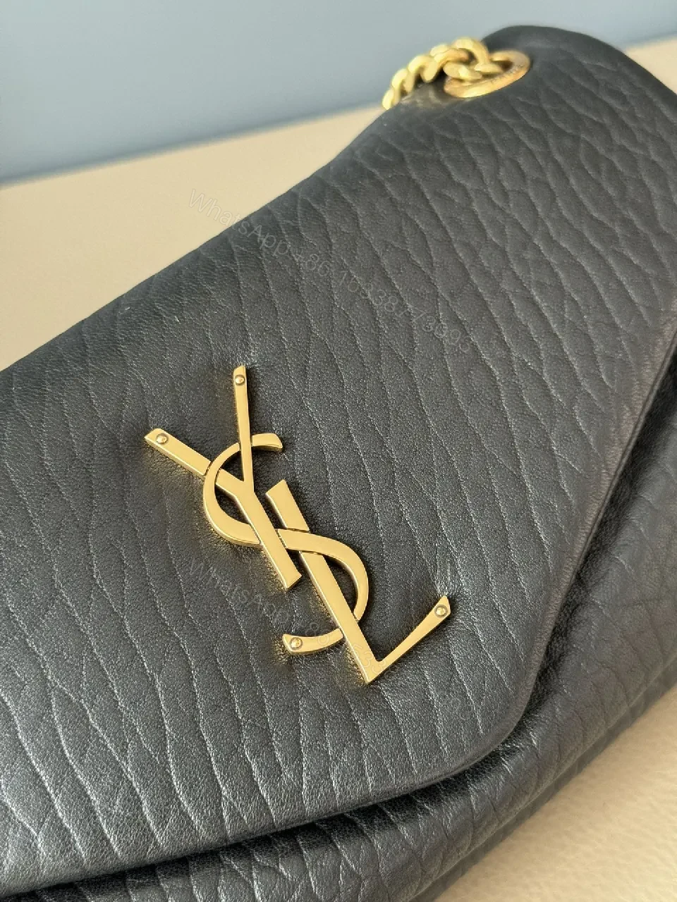 View 6 of Black Leather Flap Bag Gold Chain – Luxe Everyday Style