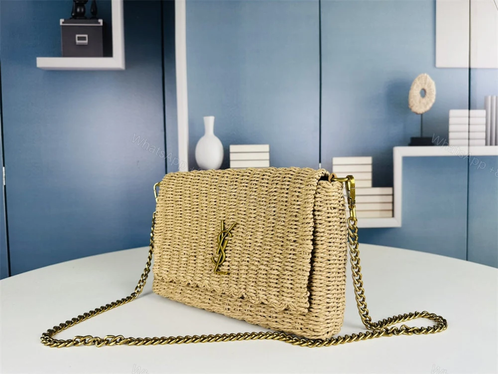 View 6 of Saint Laurent Jamie Medium Naturale Raffia Shoulder Bag New
