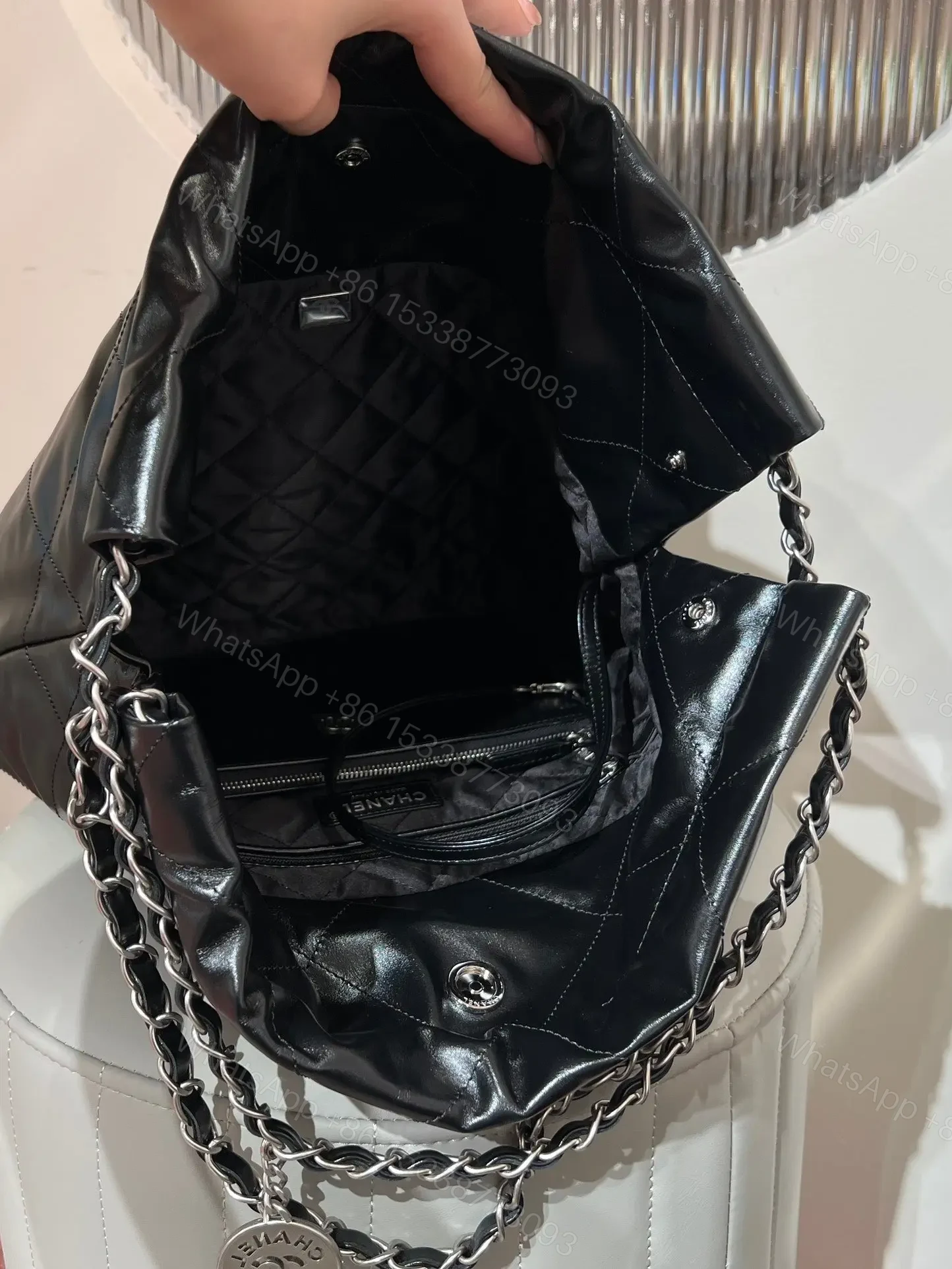 View 4 of CHANEL 22 Small Black Sliver Hardware
