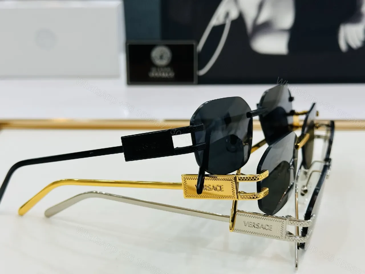 View 2 of Rimless Sunglasses: Black Matte, Luxury Minimalist Design