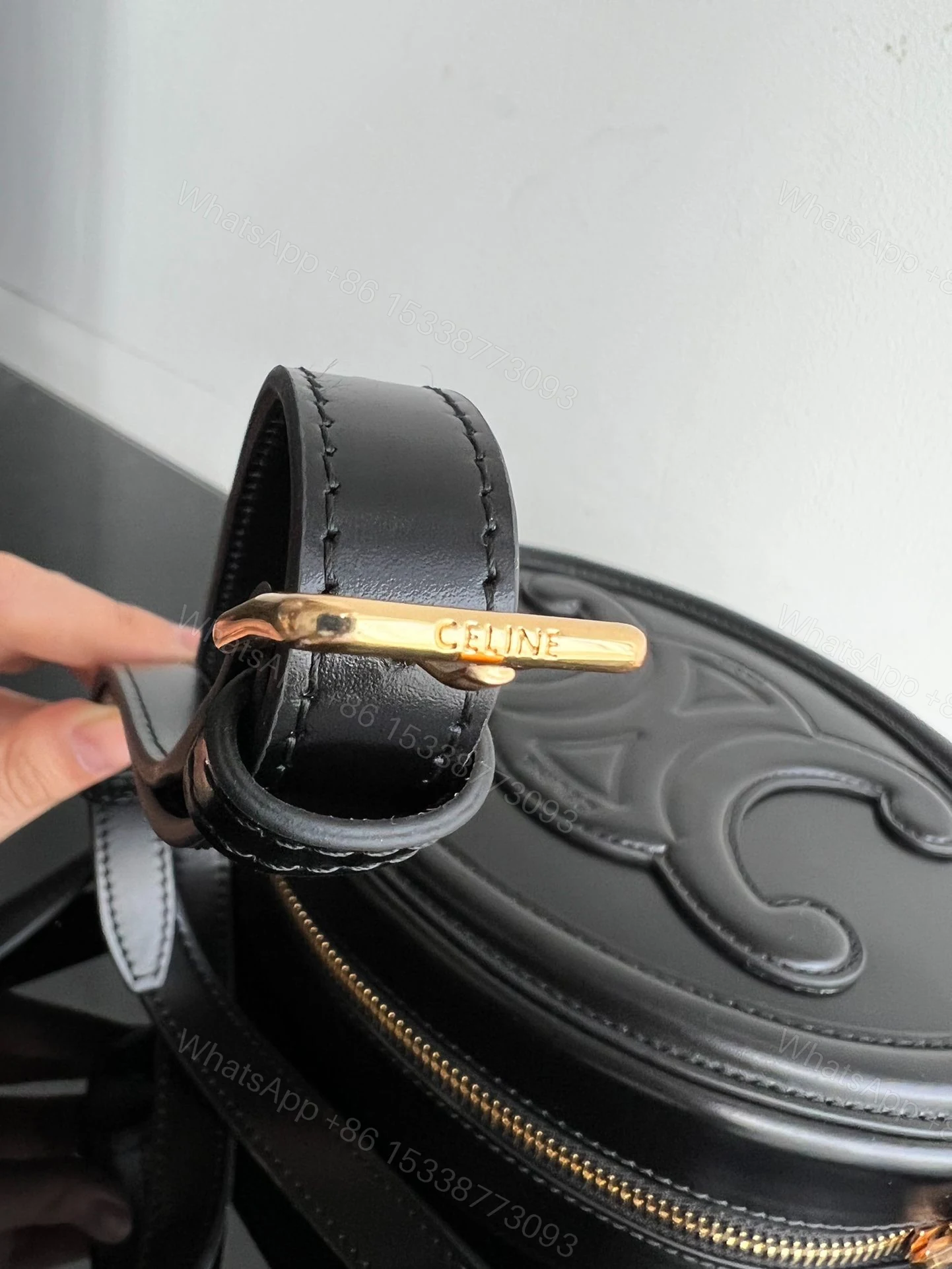 View 5 of CELINE CROSSBODY BAG OVAL PURSE CUIR TRIOMPHE IN SMOOTH CALFSKIN BLACK
