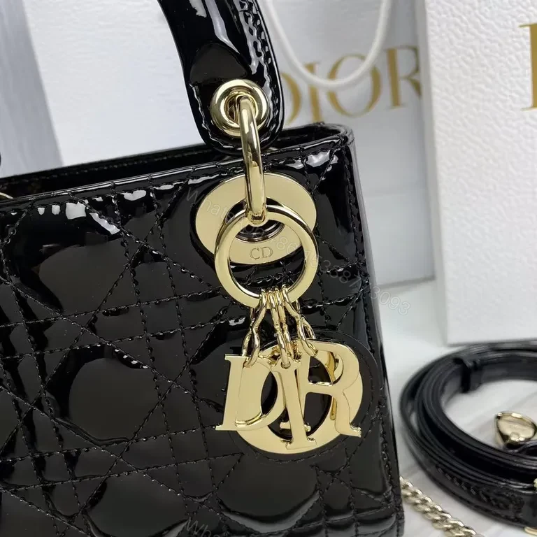 View 5 of Compact Luxe Handbag: Dior-Detail, Patent, Crossbody Ready