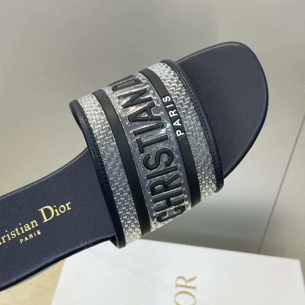 View 5 of Graphite Striped Slides: Textured Dual-Strap Comfort Sandals