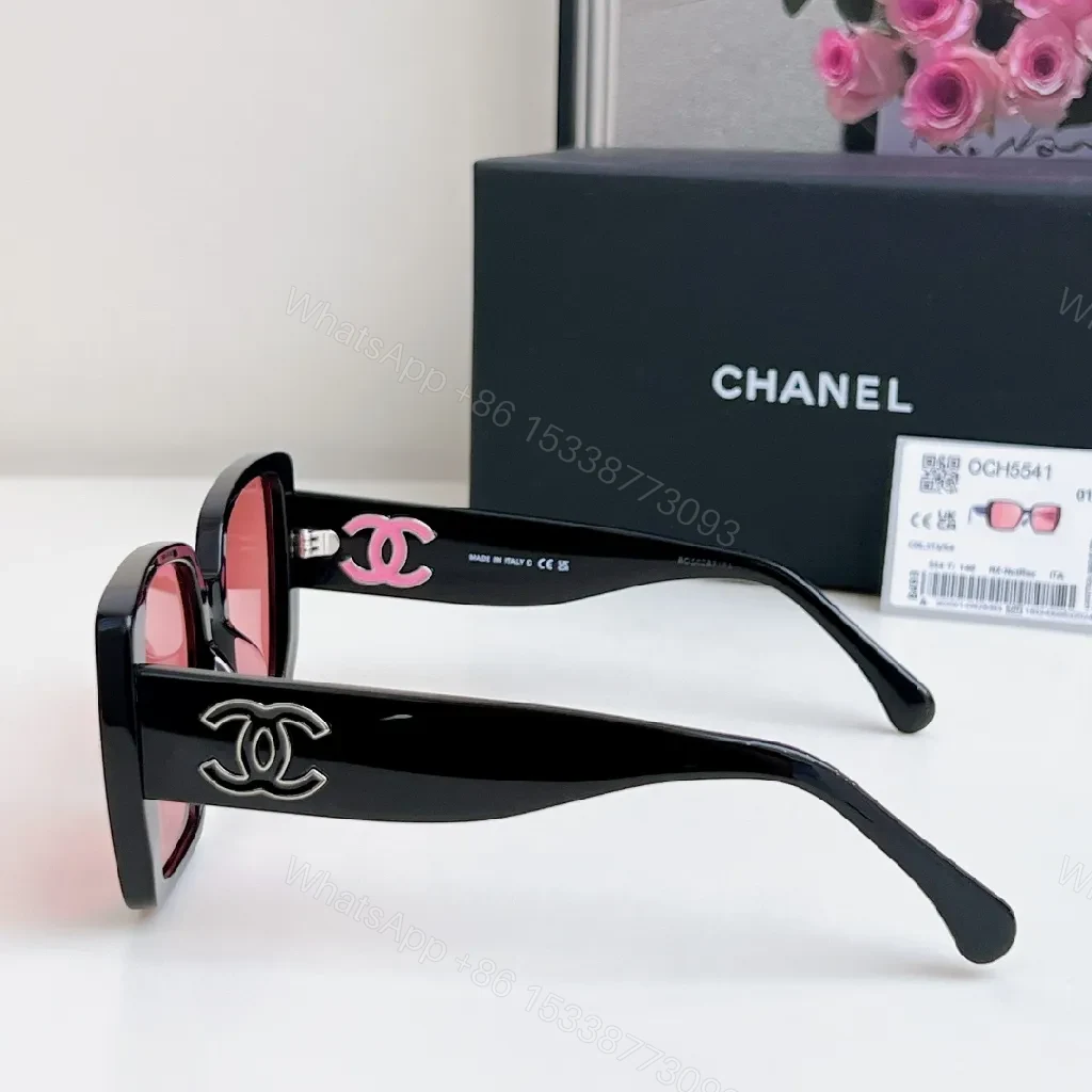 View 6 of Pink Accent Square Sunglasses – Glossy Acetate, UV 100%