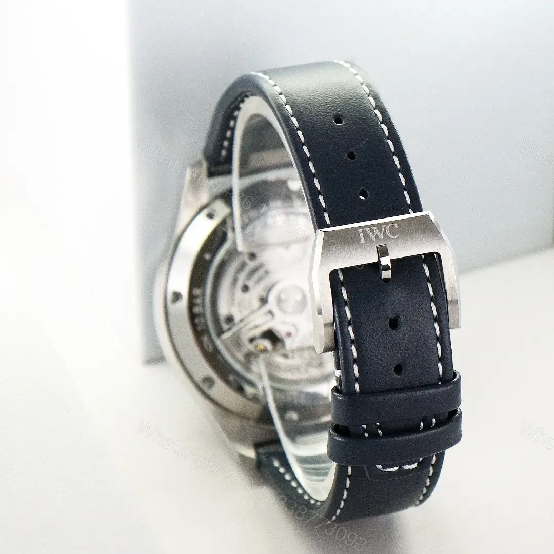 View 8 of IWC Pilot Chronograph Watch Blue Dial Black Leather Strap Ultimate 43MM IW378003