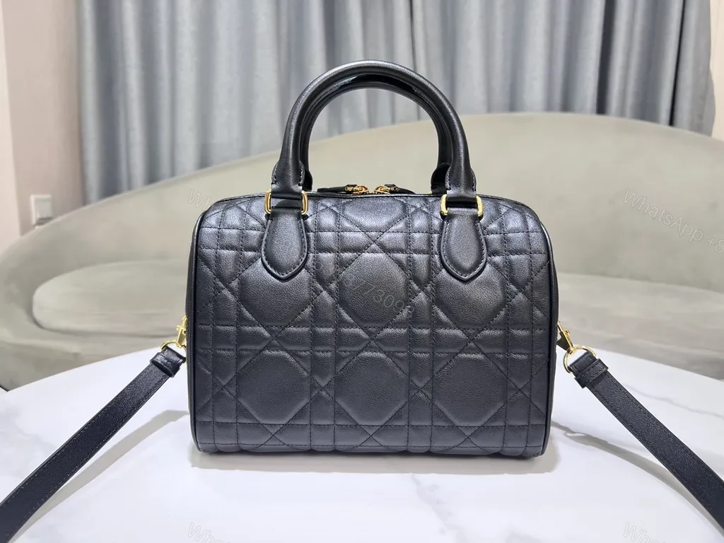 View 3 of Compact Black Quilted Satchel: Modern Dior-Style Everyday Luxury