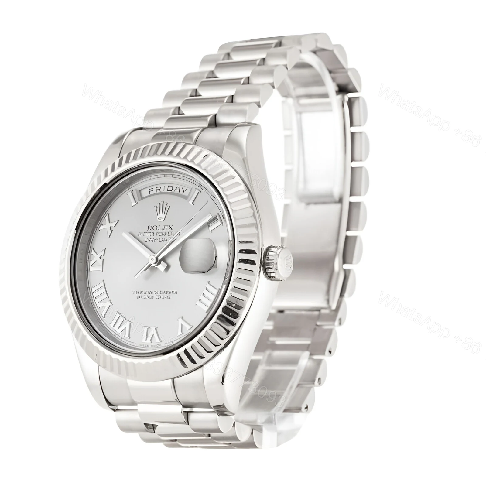 View 2 of Rolex Day-Date 218239-0041 V6 White Roman Dial Replica