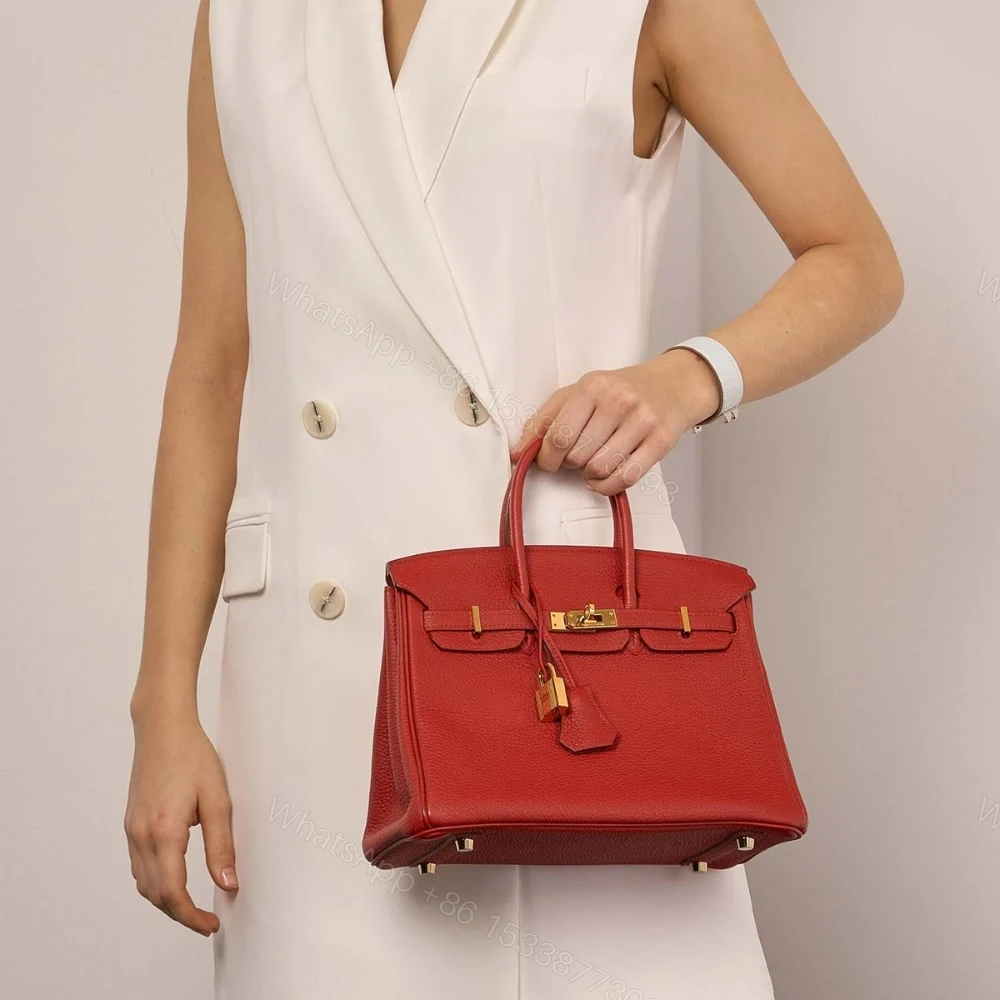 View 6 of Hermes Birkin 25 Bag Togo Rouge Vermillon 25Cm