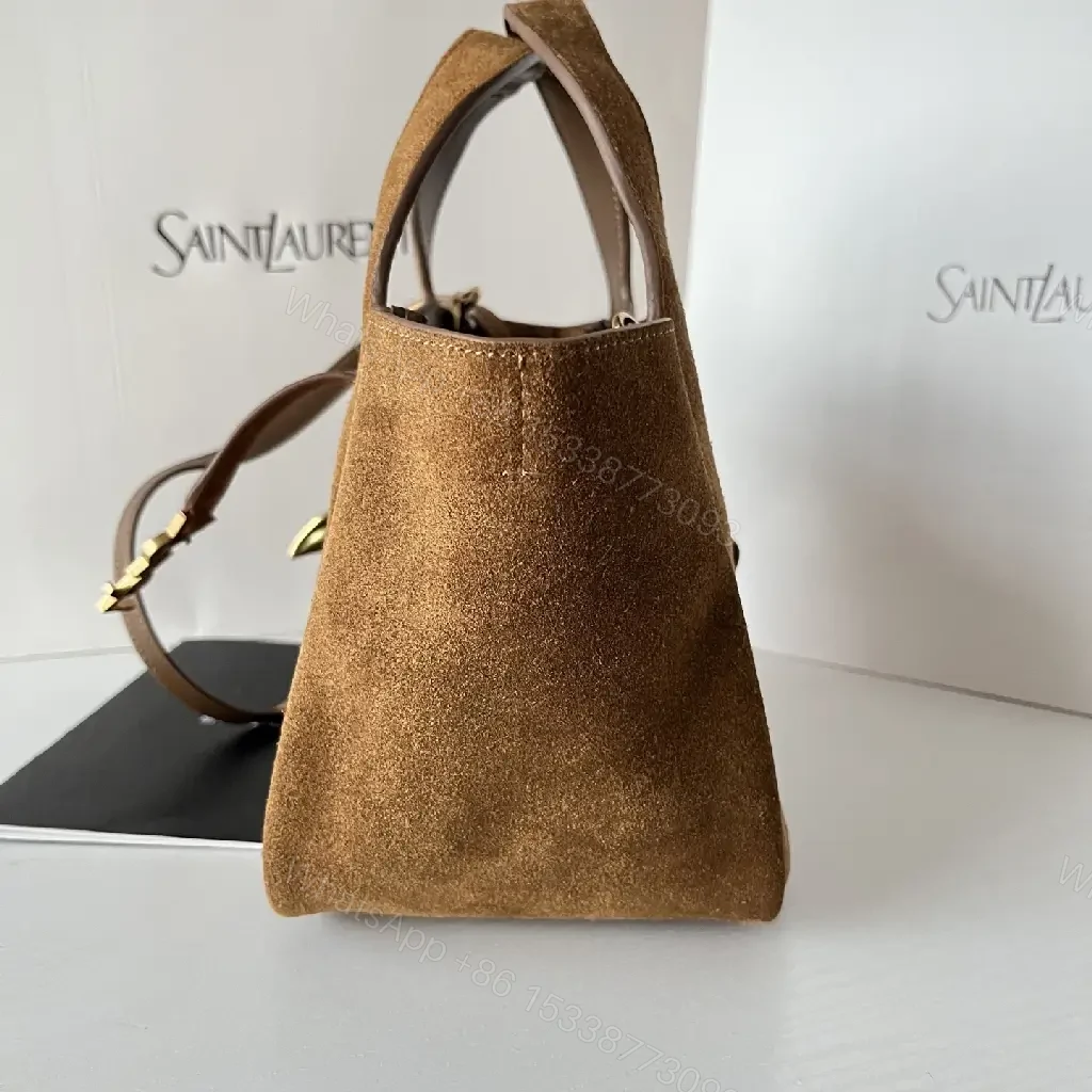 View 6 of Textured Suede Tote: Luxe Hardware Everyday Bag