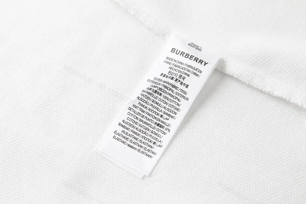 View 3 of White Cotton Polo with Burberry Crest Logo Polo Shirt
