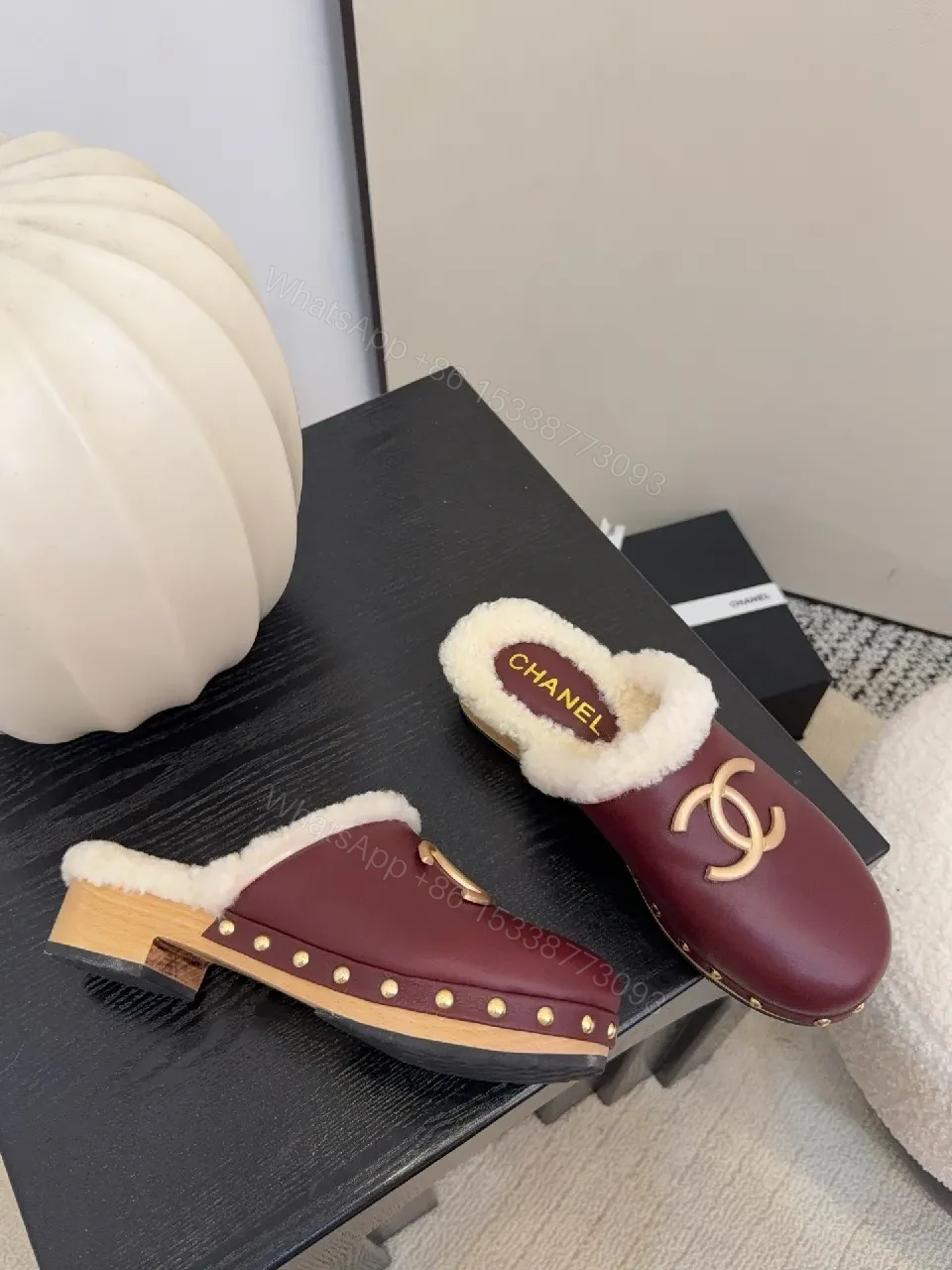 View 7 of Burgundy Velvet Slip-Ons with Shearling Lining, Luxe Comfort