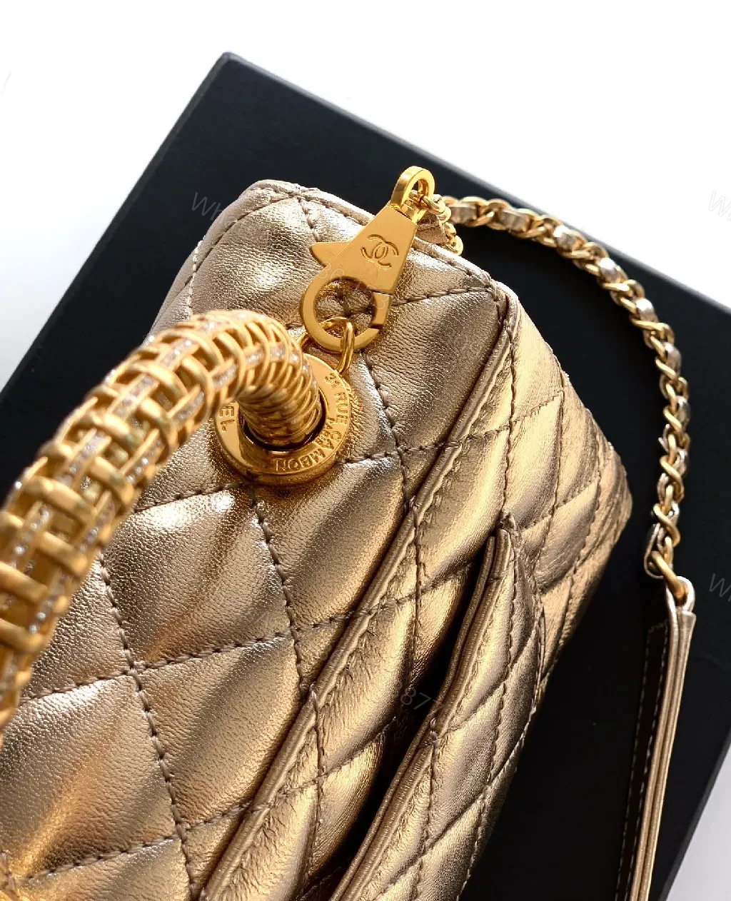 View 9 of Quilted Metallic Top-Handle Bag: Signature Charm