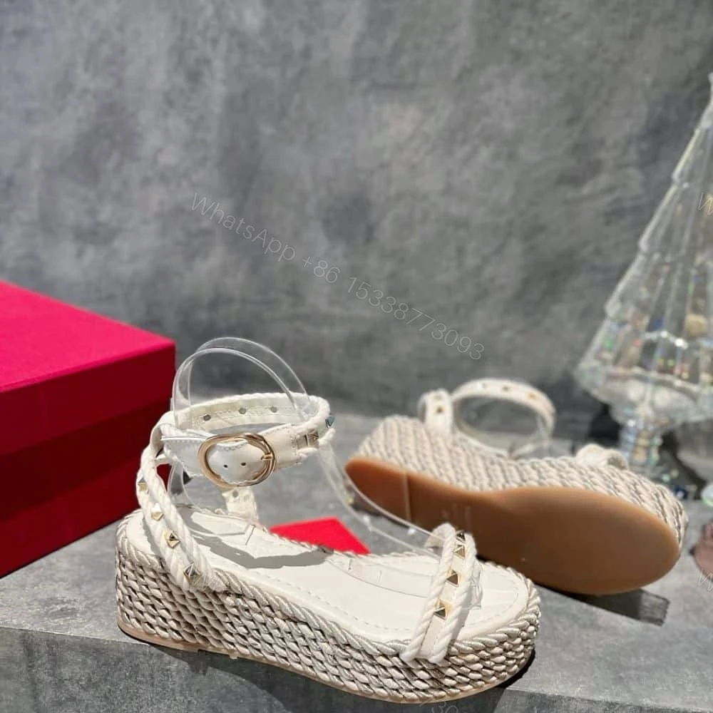 View 4 of VALENTINO ROCKSTUD FLATFORM SANDAL WHITE