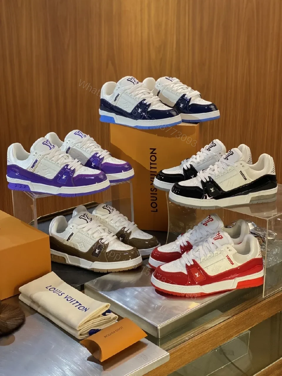 View 7 of Purple-Accent Leather Suede Low-Top Sneakers with Comfort Core