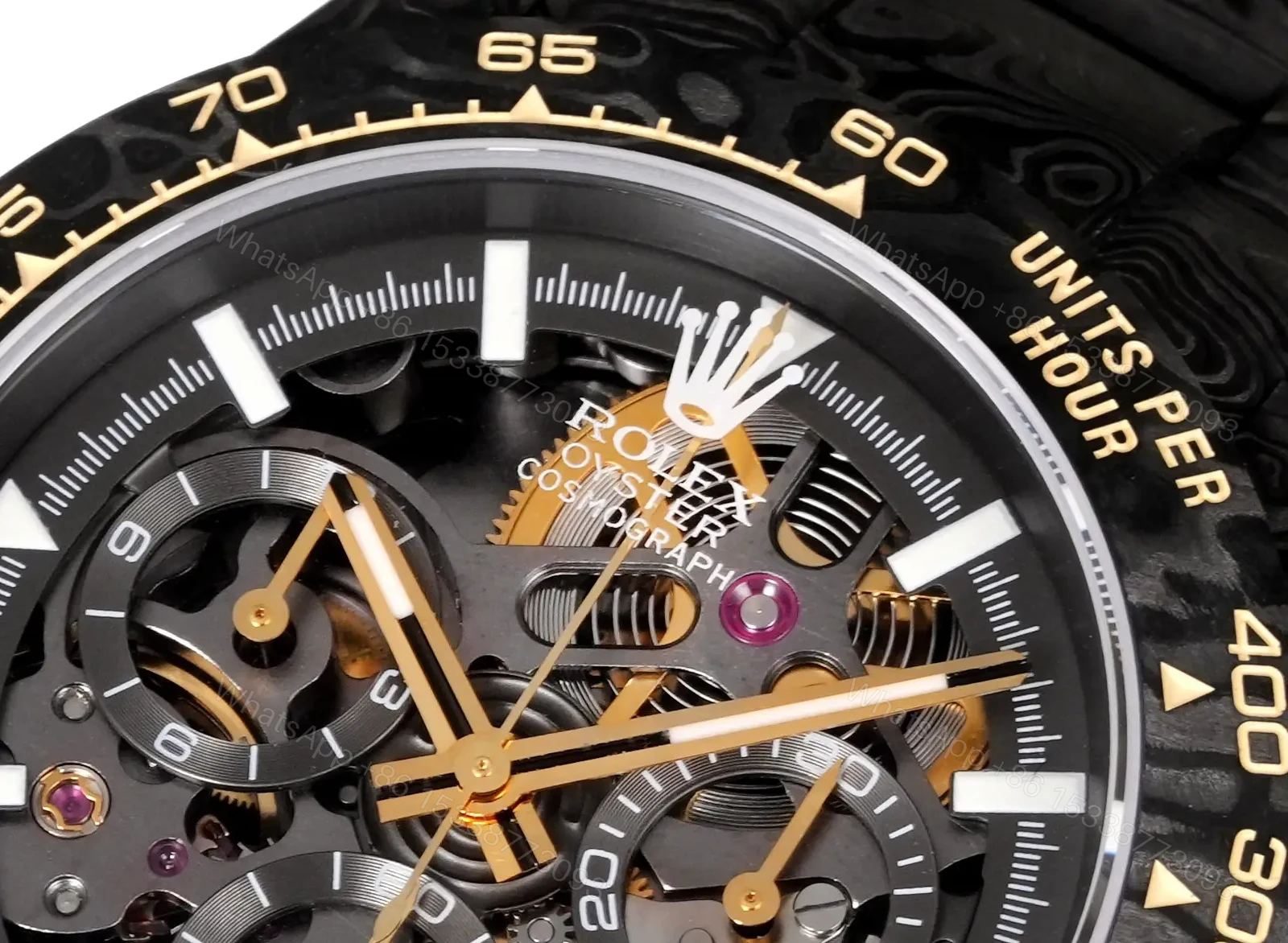 View 4 of Rolex Daytona DiW Carbon Skeleton Red Accents Replica Watch 116500LN