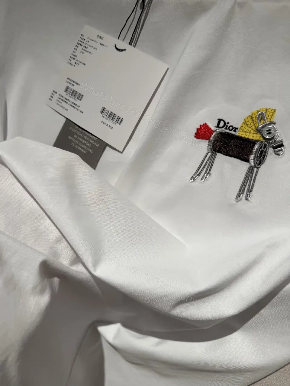 View 7 of White Cotton Tee with Patch – Subtle Designer-Inspired Luxthe Tee