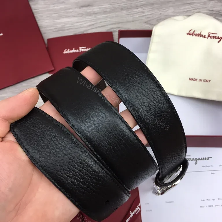 View 7 of Bold Gancini Belt with Silver Buckle - Ferragamo Signature Leather Belt