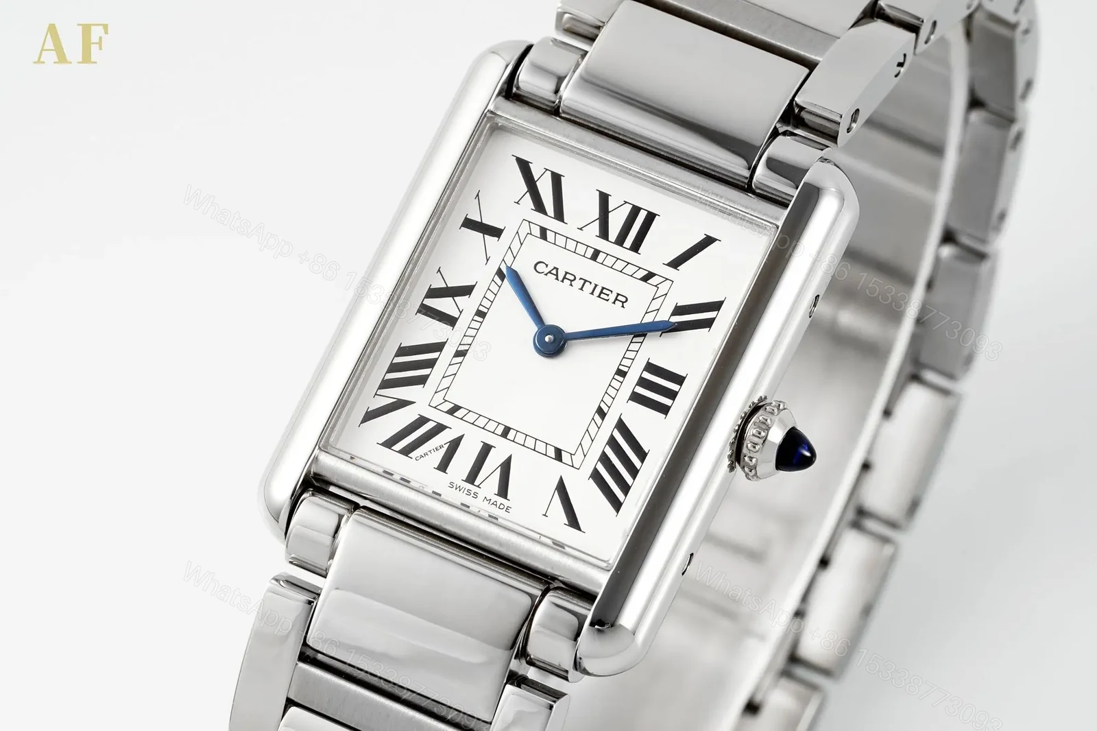 View 2 of TW Factory Cartier Tank Solo Stainless Steel Quartz Watch – Silver Dial, Blue Hands, 34.8 x 24mm