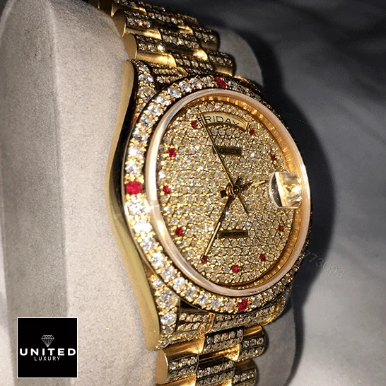 View 7 of Rolex Datejust 116625 Yellow Gold Diamond Dial Iced Out Replica