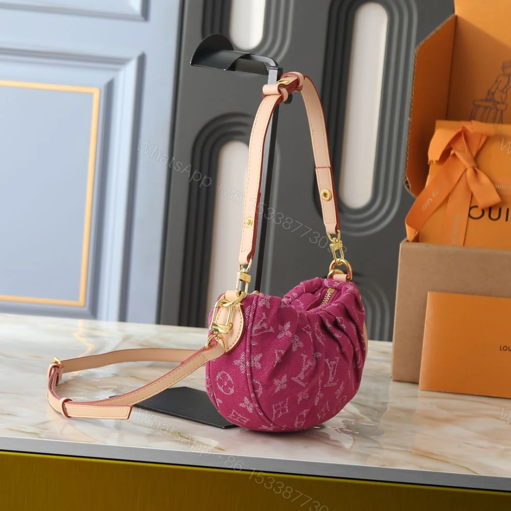 View 4 of Louis Vuitton Pochette Valley Bag Denim Pink 21Cm M28327