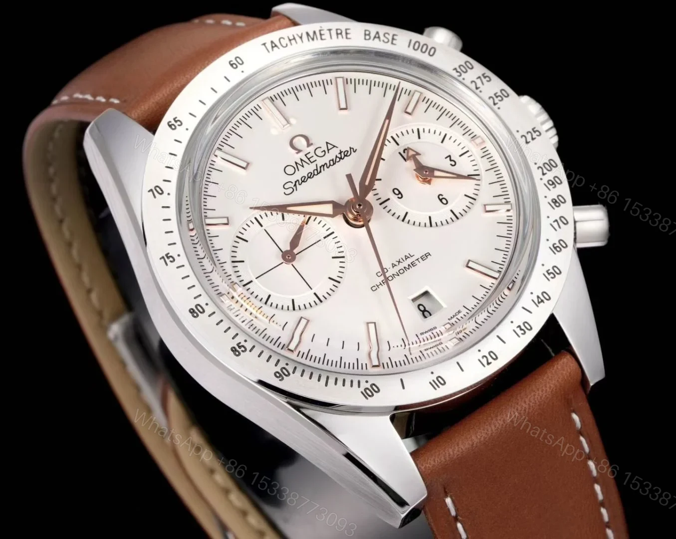 View 3 of Omega Speedmaster 57 White Replica Brown Leather Strap 42MM Premium 331.12.42.51.02.002