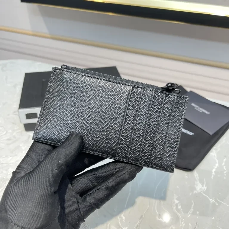 View 2 of Sleek Calfskin Quilted Card Holder â€“ YSL Monogram