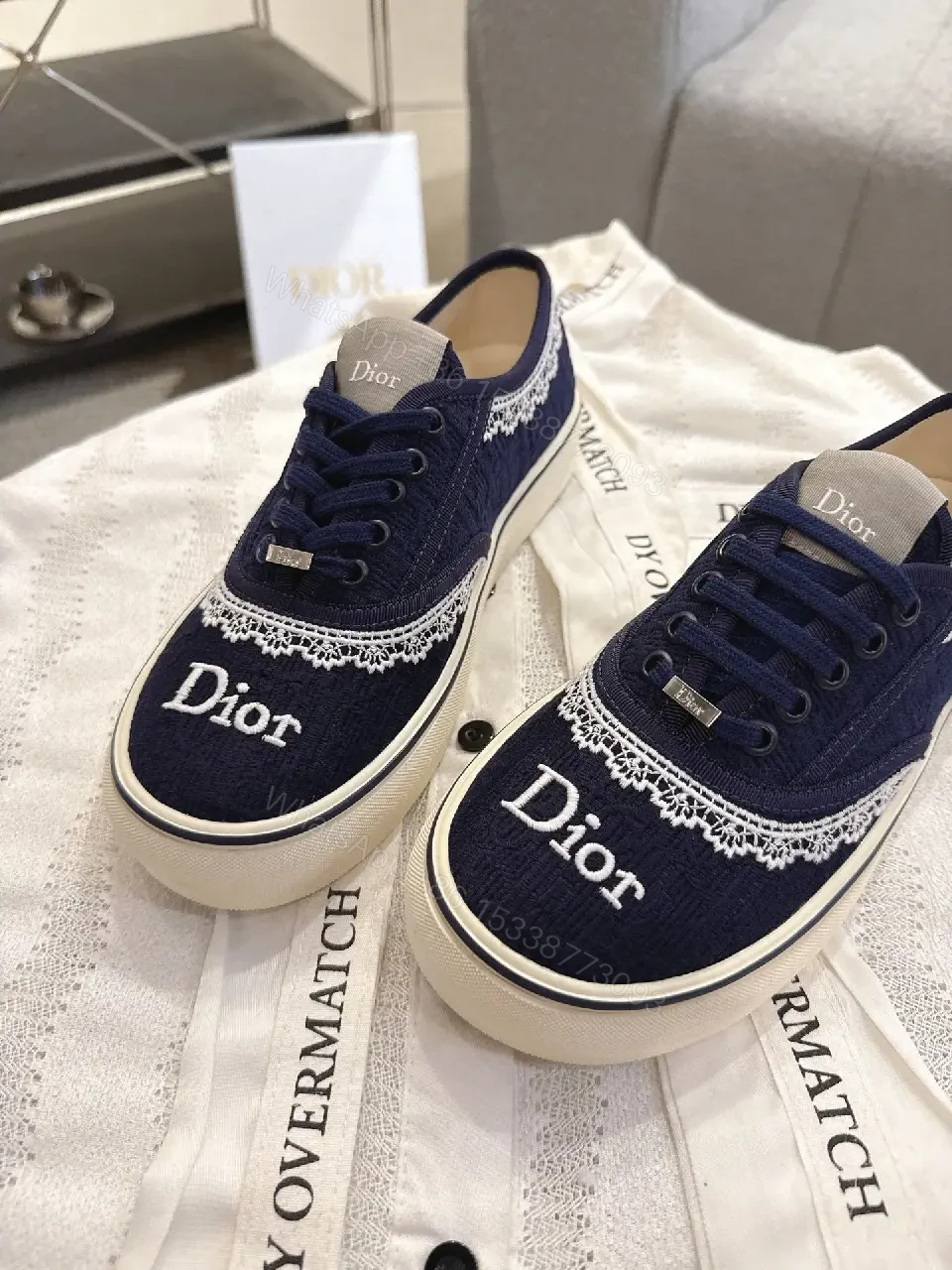 View 4 of Chic Knit Sneakers: Navy, Premium Knit, Designer-Inspired Comfort