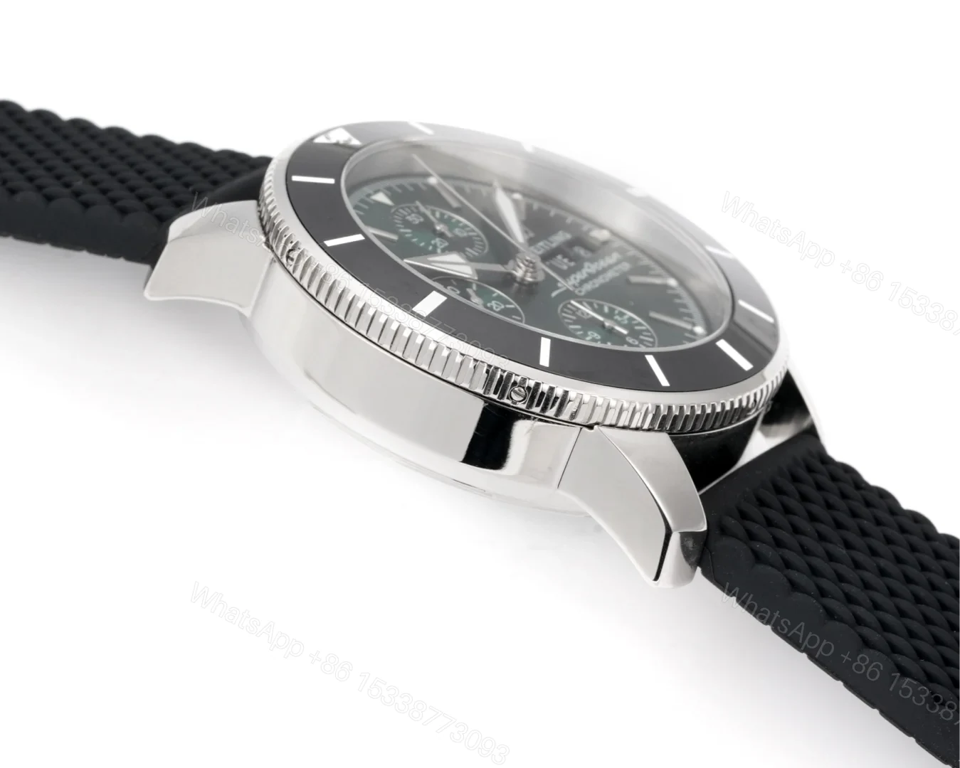 View 7 of Breitling Superocean Heritage Green Chronograph Replica 42MM Premium Rubber Strap Edition AB01621A1L1S1