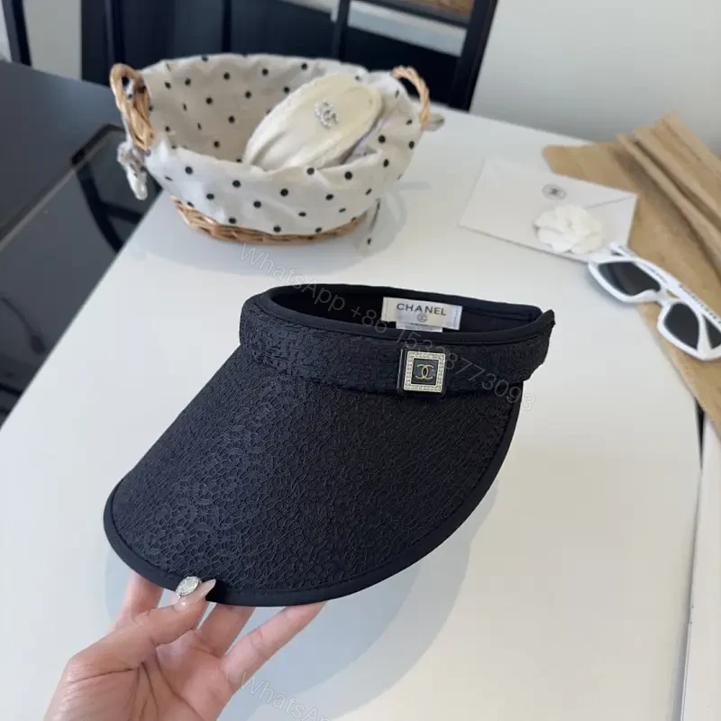 Black Lace-Texture Visor Cap: Couture-Edge Sun Shield — view 1
