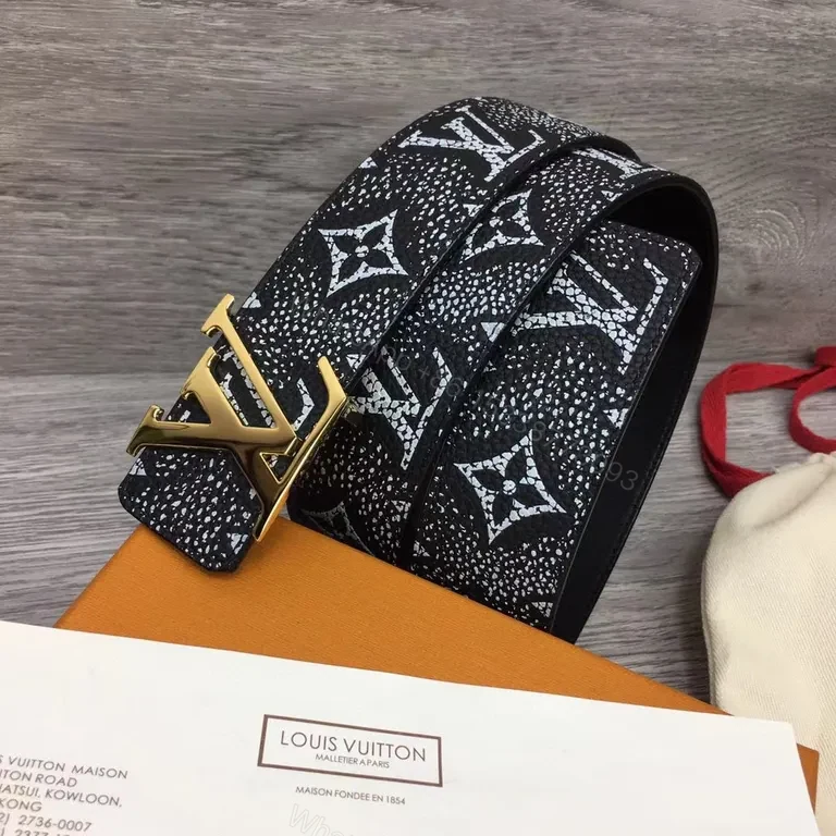 View 2 of Lux Monogram Belt: Bold LV Buckle & Textured Strap